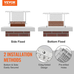 Chimney Cap 304.8 x 304.8mm, 304 Stainless Steel Fireplace Chimney Cover, Not Easily Toppled & Practical Accessories & Easy Installation, Fits Mesh Flue Covers Outside Clay Flue Shingles, Silver