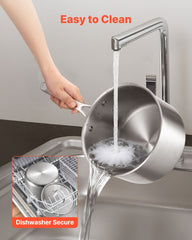 4 QT Saucepan, Stainless Steel Saucepan with Glass Lid, Multipurpose Nonstick Stainless Steel Small Cooking Sauce Pot with Ergonomic Handle, Friendly for Oven, Dishwasher, Induction Cooker