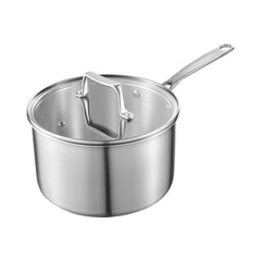 4 QT Saucepan, Stainless Steel Saucepan with Glass Lid, Multipurpose Nonstick Stainless Steel Small Cooking Sauce Pot with Ergonomic Handle, Friendly for Oven, Dishwasher, Induction Cooker