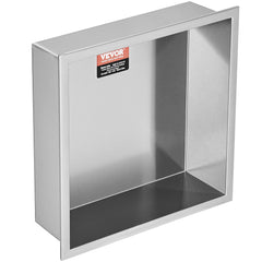 33.02 x 33.02 cm No Tile Shower Niche 304 Stainless Steel, Wall-Inserted Niche Recessed Double Shelves, Sealed Waterproof Rust-Resistant Modern Niche for Shower Bathroom Soap Storage, Silver