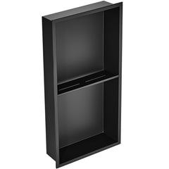33.02 x 63.5 cm No Tile Shower Niche 304 Stainless Steel, Wall-Inserted Niche Recessed Double Shelves, Sealed Waterproof Rust-Resistant Modern Niche for Shower or Soap Storage Bathroom