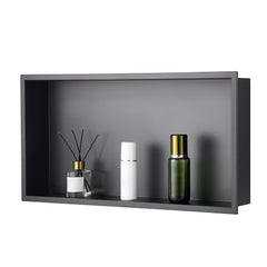 Shower Niche, 33.0 x 63.5 x 10.2 cm Recessed Wall Niche, Heavy-duty Stainless Steel Modern Soap & Shampoo Storage Organizer, Sealed Waterproof, Durable & Easy to Install, Black for Bathroom