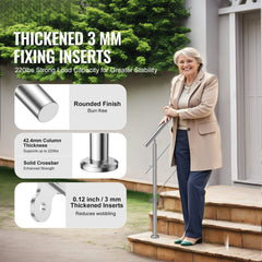 39.4in Handrails for Outdoor Steps 2 Crossbars Staircase for Porch Deck