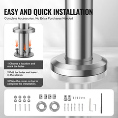 39.4in Handrails for Outdoor Steps 2 Crossbars Staircase for Porch Deck