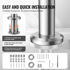 Handrails for Outdoor Steps, 59 in Length 3 Crossbars Stair Hand Rail Kit, Transitional Stainless Steel Railings w/ Installation Kit, Double-column Staircase Handrails for Seniors,Porch & Deck