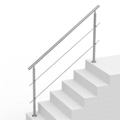 Handrails for Outdoor Steps, 70.9in Length 2 Crossbars Stair Hand Rail Kit, Transitional Stainless Steel Railings w/ Installation Kit, Double-column Staircase Handrails for Seniors,Porch & Deck