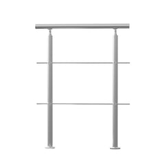 Handrails for Outdoor Steps, 31.5in Length 2 Crossbars Stair Hand Rail Kit, Transitional Stainless Steel Railings w/ Installation Kit, Double-column Staircase Handrails for Seniors,Porch & Deck