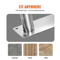 Pool Handrail, 32 x 23 inch Pool Railing, Stainless Steel with Base Plate for Indoor/Outdoor Pools,Swimming Pool Safety Railing for Decks,Rust-Proof Grab Bar w/ Grip Cover&Accessories for Spas