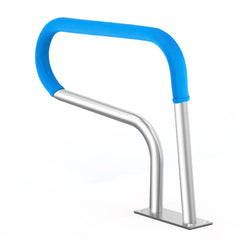 Pool Handrail, 32 x 23 inch Pool Railing, Stainless Steel with Base Plate for Indoor/Outdoor Pools,Swimming Pool Safety Railing for Decks,Rust-Proof Grab Bar w/ Grip Cover&Accessories for Spas