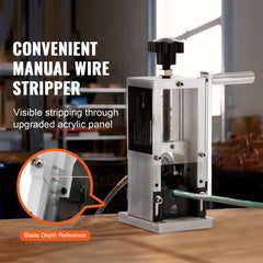 Manual Wire Stripping Machine, 0.06''-0.98'' Copper Stripper with Hand Crank or Drill Powered, Visible Stripping Depth Reference, Portable Aluminum Frame Wire Peeler for Scrap Copper Recycling