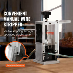Manual Wire Stripping Machine, 0.06''-0.98'' Copper Stripper with Hand Crank or Drill Powered, Visible Stripping Depth Reference, Portable Aluminum Frame Wire Peeler for Scrap Copper Recycling