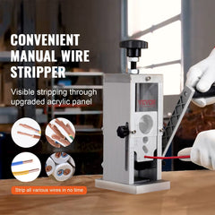 Manual Wire Stripping Machine, 0.06''-1.5'' Copper Stripper with Hand Crank or Drill Powered, Visible Stripping Depth Reference, Portable Aluminum Frame Wire Peeler for Scrap Copper Recycling