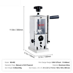 Manual Wire Stripping Machine, 0.06''-1.5'' Copper Stripper with Hand Crank or Drill Powered, Visible Stripping Depth Reference, Portable Aluminum Frame Wire Peeler for Scrap Copper Recycling