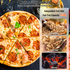 Outdoor Pizza Oven, 12" Wood Fired Pizza Ovens, Pellet Pizza Stove with Thermometer, Portable Pizza Maker for Outside Backyard Patio Camping, Pizza Stone, Carry Bag, Shovel, Black