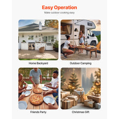 Pizza Oven Outdoor, 12" Pellet Pizza Oven, Portable Pizza-Stove with Built-in Thermometer, Wood Fired Stainless Steel Pizza-Maker, for Backyard, Camping, Pizza-Stone, Shovel, Carry Bag, Silver