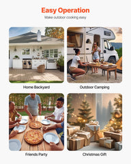 Pizza Oven Outdoor, 12" Pellet Pizza Oven, Portable Pizza-Stove with Built-in Thermometer, Wood Fired Stainless Steel Pizza-Maker, for Backyard, Camping, Pizza-Stone, Shovel, Carry Bag, Silver