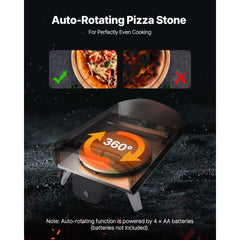 Outdoor Pizza Oven, 12 in Wood Fired Pizza Ovens, Pellet Pizza-Stove with Thermometer & Electric Rotation, Portable Pizza-Maker for Outside Backyard Patio Camping, Pizza-Stone, Carry Bag, Shovel