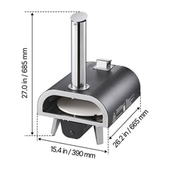 Outdoor Pizza Oven, 12 in Wood Fired Pizza Ovens, Pellet Pizza-Stove with Thermometer & Electric Rotation, Portable Pizza-Maker for Outside Backyard Patio Camping, Pizza-Stone, Carry Bag, Shovel