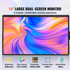 Laptop Screen Extender 14in HD 1080P Portable Monitor for 13"-17" Laptop