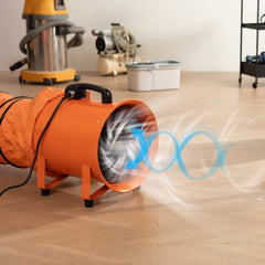 Portable Ventilator, 203.2mm/8inch Heavy Duty Cylinder Fan with 10m Duct Hose, 145W Strong Shop Exhaust Blower 1020CFM, Industrial Utility Blower for Sucking Dust, Smoke, Smoke Home/Workplace