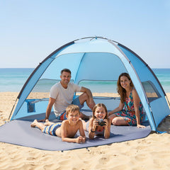 Beach Tent Sun Shelter for 4 Person, UPF 50+ Protection, Portable Sun Shade Canopy with Carrying Bag & Sand Pockets, Lightweight and Easy Setup Beach Umbrella for Camping Fishing Outdoor Picnic