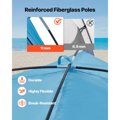 Beach Tent Sun Shelter for 6 Person, UPF 50+ Protection, Portable Sun Shade Canopy with Carrying Bag & Sand Pockets, Lightweight and Easy Setup Beach Umbrella for Camping Fishing Outdoor Picnic