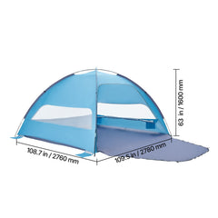 Beach Tent Sun Shelter for 6 Person, UPF 50+ Protection, Portable Sun Shade Canopy with Carrying Bag & Sand Pockets, Lightweight and Easy Setup Beach Umbrella for Camping Fishing Outdoor Picnic