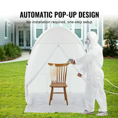Spray Paint Shelter, 60 x 60 x 70 in Pop-Up Portable Spray Paint Tent with Built-In Floor, Exhaust Window and Storage Bag, Foldable Paint Booth for Furniture, DIY Hobby Tool Painting Station