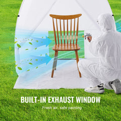 Spray Paint Shelter, 60 x 60 x 70 in Pop-Up Portable Spray Paint Tent with Built-In Floor, Exhaust Window and Storage Bag, Foldable Paint Booth for Furniture, DIY Hobby Tool Painting Station