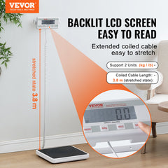 Portable Medical Scale Digital Physician Weight Scale Anti-Slip Mat 550LBS