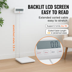 Portable Medical Scale, Professional Physician Scale for Weighing - with Anti-slip Platform, 2 Units, Hold & Tare Function, Digital Physician Weight Scale for Gym Home Hospital, 440LBS Capacity