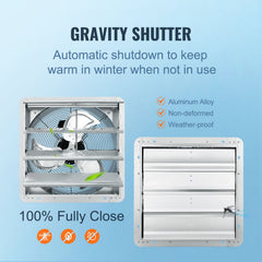 Shutter Exhaust Fan, 406 mm High-speed 1400RPM 1506 CFM, Aluminum Wall Mount Attic Fan with AC-motor, Ventilation and Cooling for Greenhouses, Garages, Sheds, Shops
