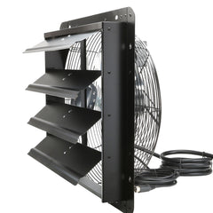 Shutter Exhaust Fan, 406 mm /16inch with Temperature Humidity Controller, EC-motor, 1747 CFM, Variable Speed Adjustable Wall Mount Attic Fan, Ventilation and Cooling for Greenhouses, Garages, Sheds
