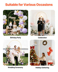 Arch Backdrop Stand, 2.2 x 1.2 m, Stable Structure, Easy Assembly, 1 Set Gold Metal Arch Backdrop Stand for Wedding, Birthday Party, Graduation, Holiday Celebration, and Ceremony Decoration