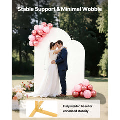 Arch Backdrop Stand, Set of 2, 2.2 m and 1.8 m, Stable Structure, Easy Assembly, Gold Metal Arch Backdrop Stand with Cover for Wedding, Birthday Party, Celebration, and Ceremony Decoration
