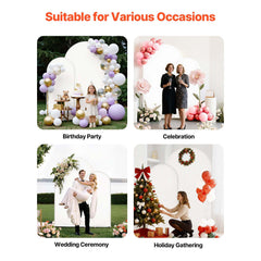 Arch Backdrop Stand, Set of 2, 2.2 m and 1.8 m, Stable Structure, Easy Assembly, Gold Metal Arch Backdrop Stand with Cover for Wedding, Birthday Party, Celebration, and Ceremony Decoration