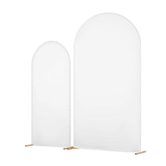 Arch Backdrop Stand, Set of 2, 2.2 m and 1.8 m, Stable Structure, Easy Assembly, Gold Metal Arch Backdrop Stand with Cover for Wedding, Birthday Party, Celebration, and Ceremony Decoration