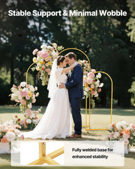 Arch Backdrop Stand, Set of 3, 1.8/1.5/1.2 m, Stable Structure, Easy Assembly, Gold Metal Arch Backdrop Stand for Wedding, Birthday Party, Graduation, Celebration, and Ceremony Decoration