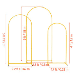 Arch Backdrop Stand, Set of 3, 1.8/1.5/1.2 m, Stable Structure, Easy Assembly, Gold Metal Arch Backdrop Stand for Wedding, Birthday Party, Graduation, Celebration, and Ceremony Decoration
