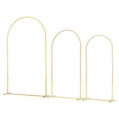 Arch Backdrop Stand, Set of 3, 2.2/2/1.8 m , Stable Structure, Easy Assembly, Gold Metal Arch Backdrop Stand for Wedding, Birthday Party, Graduation, Holiday Celebration, and Ceremony Decoration