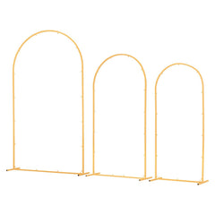 Arch Backdrop Stand, Set of 3, 2.2/2/1.8 m , Stable Structure, Easy Assembly, Gold Metal Arch Backdrop Stand for Wedding, Birthday Party, Graduation, Holiday Celebration, and Ceremony Decoration