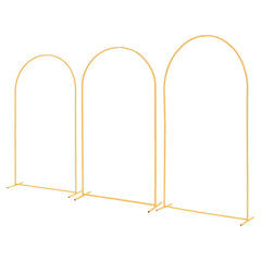 Arch Backdrop Stand, Set of 3, 2.4/2.2/2 m, Stable Structure, Easy Assembly, Gold Metal Arch Backdrop Stand for Wedding, Birthday Party, Graduation, Holiday Celebration, and Ceremony Decoration