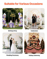 Arch Backdrop Stand, Set of 3, 2.4/2.2/2 m, Stable Structure, Easy Assembly, Gold Metal Arch Backdrop Stand for Wedding, Birthday Party, Graduation, Holiday Celebration, and Ceremony Decoration