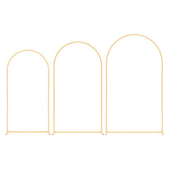 Arch Backdrop Stand, Set of 3, 2.4/2.2/2 m, Stable Structure, Easy Assembly, Gold Metal Arch Backdrop Stand for Wedding, Birthday Party, Graduation, Holiday Celebration, and Ceremony Decoration