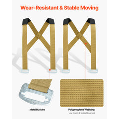 Moving Straps, Supports up to 453.6 kg, 2-Person Lifting and Moving System with 2 Harness Straps & 2 Load-bearing Straps, Adjustable Lifting Shoulder Straps Move Furniture Appliances Mattresses