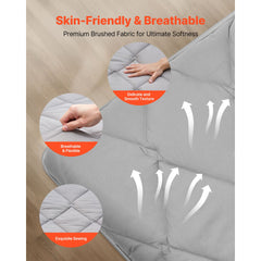 Japanese Tatami Mat, Queen Size Foldable Japanese Tatami Mattress, Futon Mattress with Storage Bag & Fastener, 9-Layer Floor Mat for Sleeping, Dorm, Meditation, Yoga, 2032 x 1524 x 63.5 mm, Gray