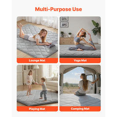 Japanese Tatami Mat, Queen Size Foldable Japanese Tatami Mattress, Futon Mattress with Storage Bag & Fastener, 9-Layer Floor Mat for Sleeping, Dorm, Meditation, Yoga, 2032 x 1524 x 63.5 mm, Gray