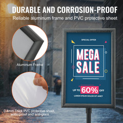 Pedestal Sign Holder Adjustable Poster Stand 11 x 17 Inch Metal Base