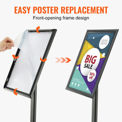 Pedestal Sign Holder Adjustable Poster Stand 11 x 17 Inch Metal Base