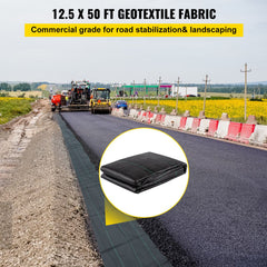 Geotextile Fabric, 3.8 x 15.2 m 3.5oz Woven PP Driveway Drain Cloth with 600lbs Tensile Strength, Heavy Duty Underlayment for Soil Stabilization, Landscaping, Weed Barrier,